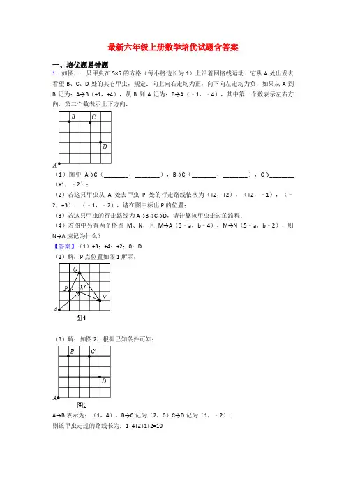最新六年级上册数学培优试题含答案