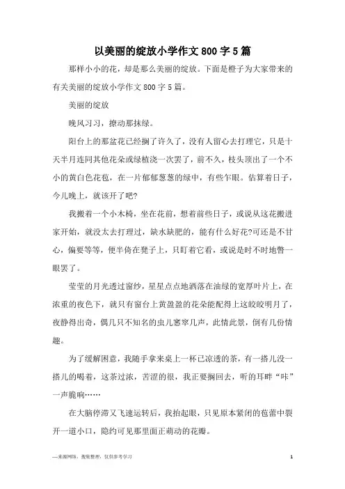 以美丽的绽放小学作文800字5篇