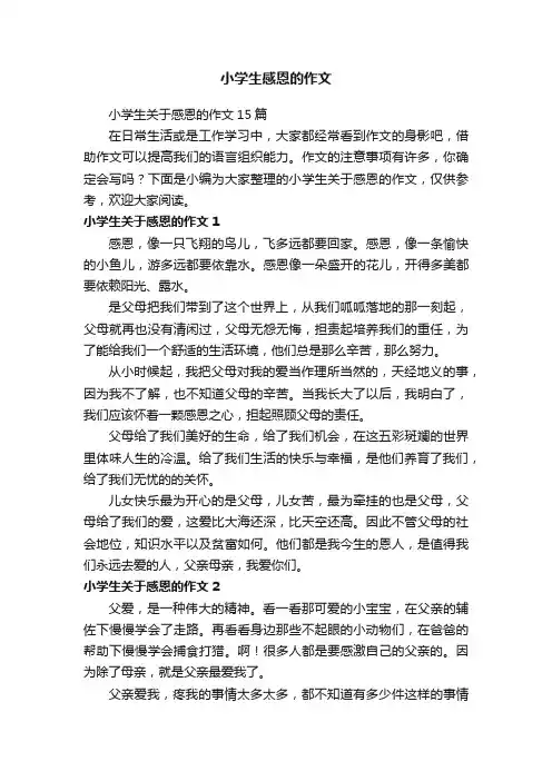 小学生关于感恩的作文15篇