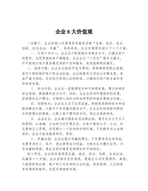 企业6大价值观