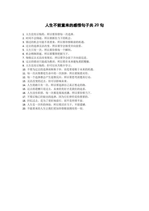 人生不能重来的感悟句子