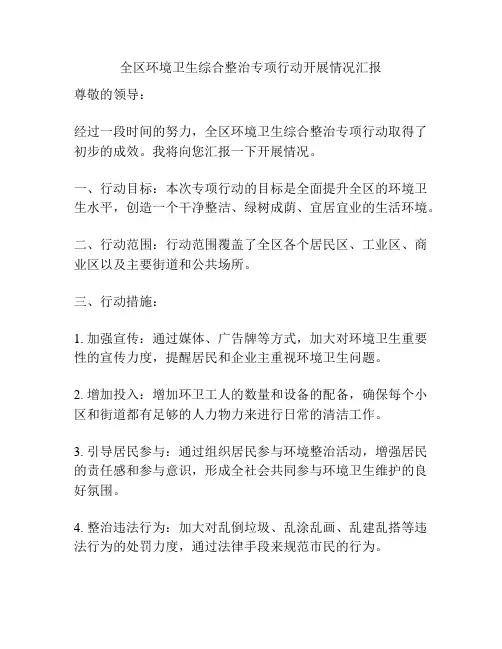 全区环境卫生综合整治专项行动开展情况汇报