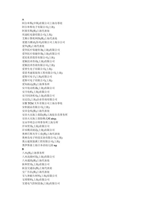日企在华名单
