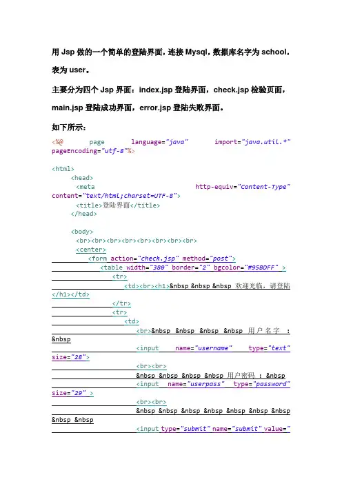 JSP登陆界面