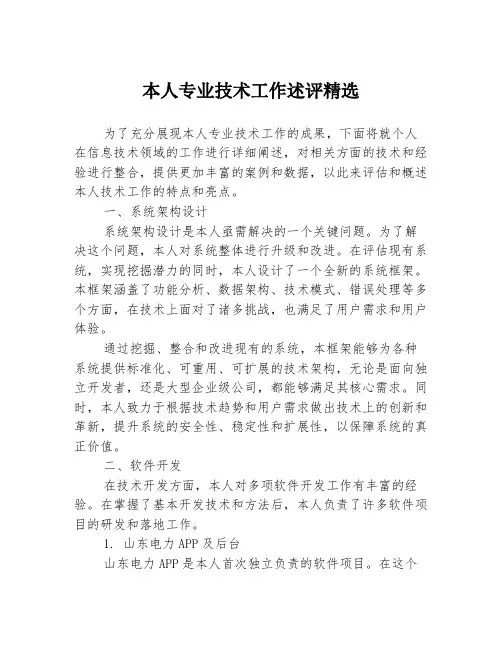 本人专业技术工作述评精选