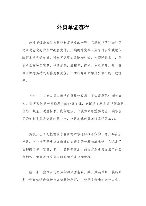 外贸单证流程