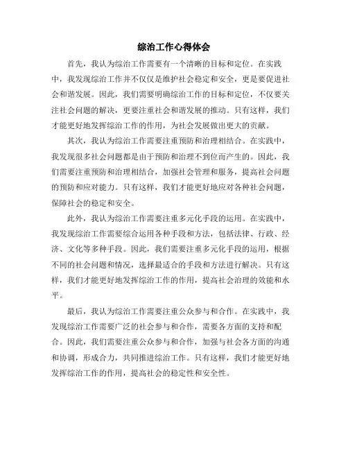综治工作心得体会