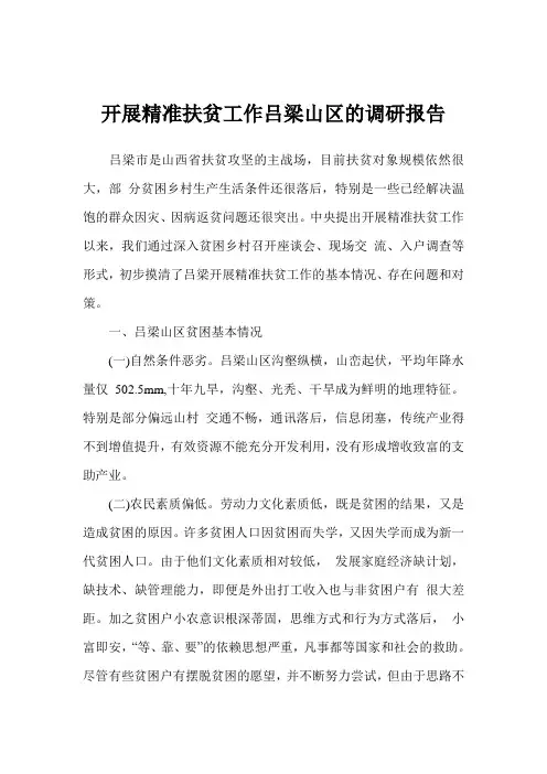 开展精准扶贫工作吕梁山区的调研报告