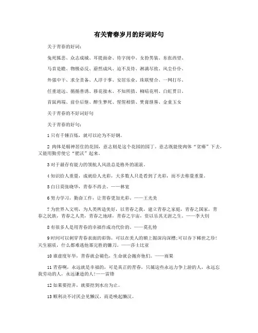 有关青春岁月的好词好句
