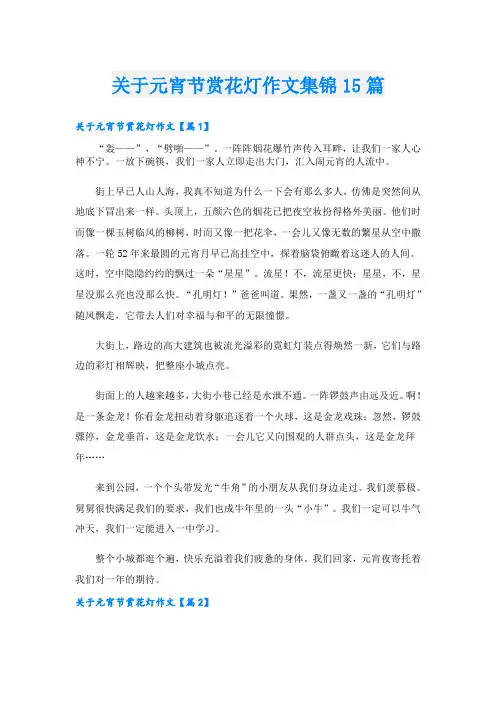 关于元宵节赏花灯作文集锦15篇