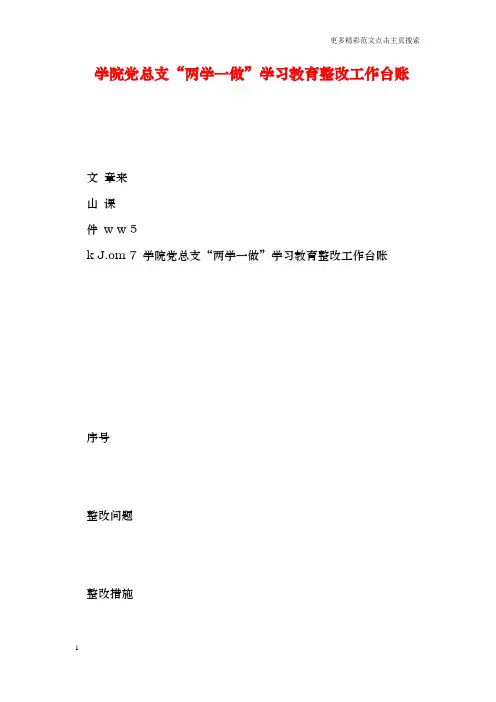 学院党总支“两学一做”学习教育整改工作台账