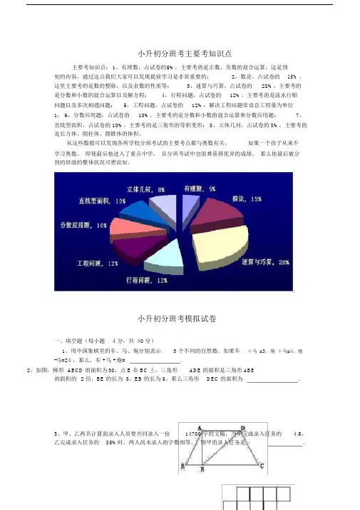 (完整)上海市小升初分班考范围及模拟试卷.docx