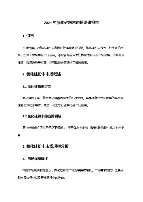 2024年氮化硅粉末市场调研报告