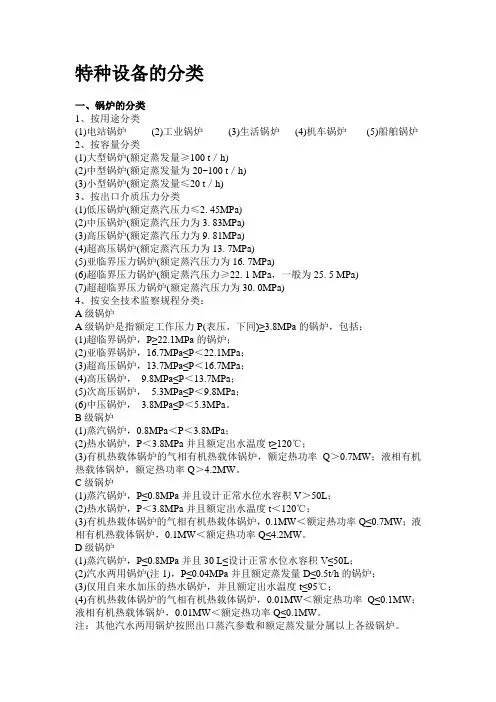 特种设备分类(细分)