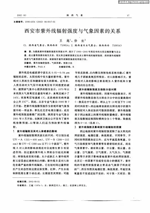 西安市紫外线辐射强度与气象因素的关系