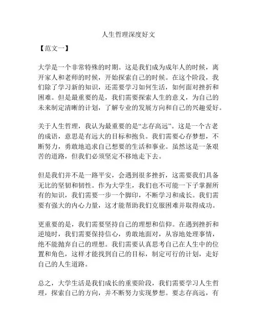 人生哲理深度好文
