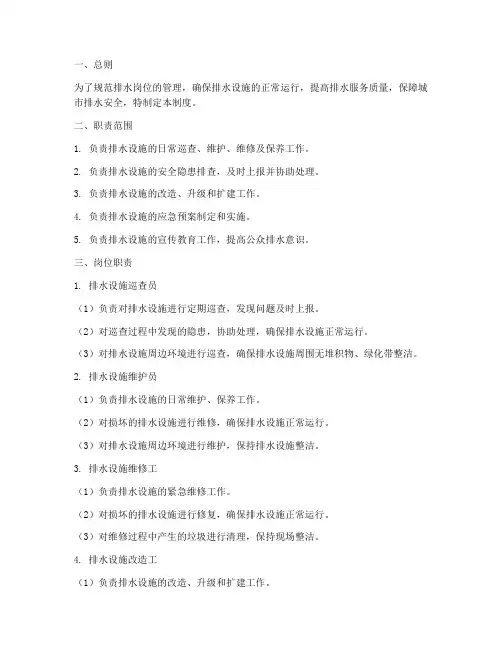 排水岗位责任制度范本
