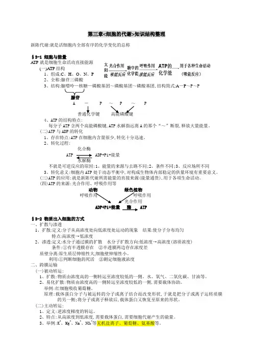 3细胞代谢知识整理