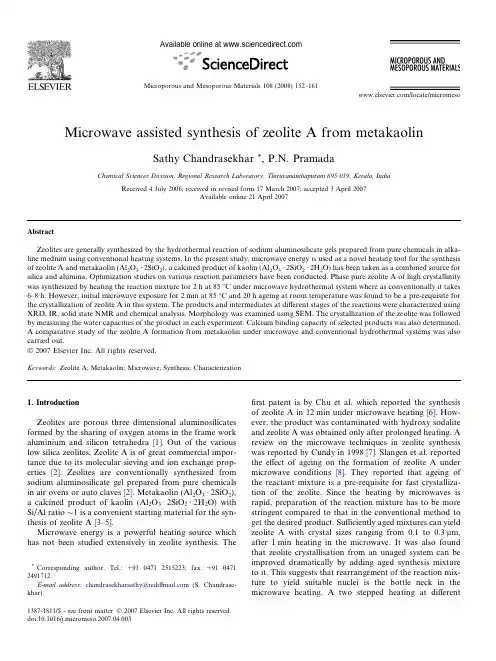 Microwave assisted synthesis of zeolite A from metakaolin