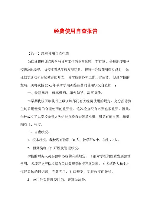 经费使用自查报告