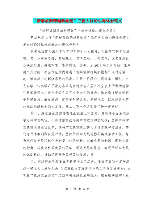 “新解放新跨越新崛起”三新大讨论心得体会范文
