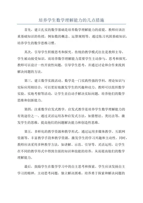 培养学生数学理解能力的几点措施