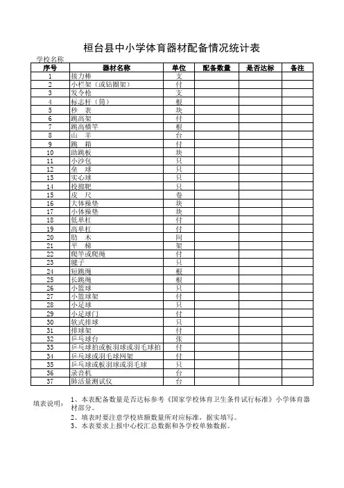 桓台县中小学体育器材配备情况统计表(真实)