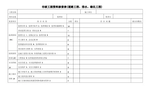 市政工程资料核查表