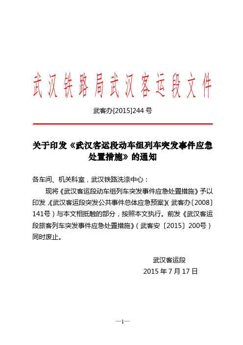 动车组列车突发事件应急处置措施(DOC)