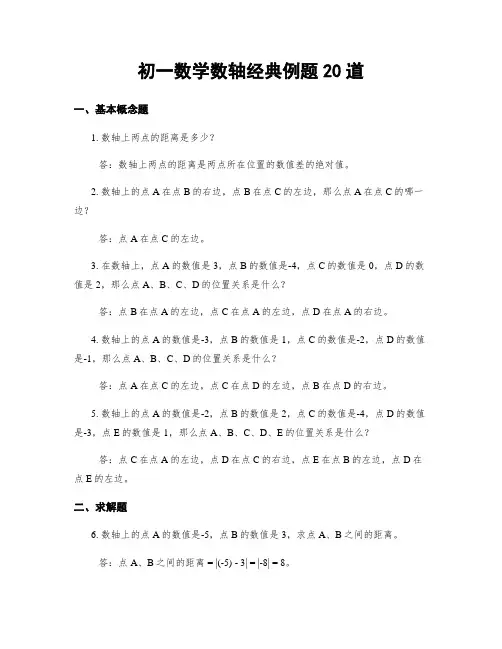 初一数学数轴经典例题20道