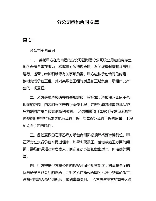 分公司承包合同6篇