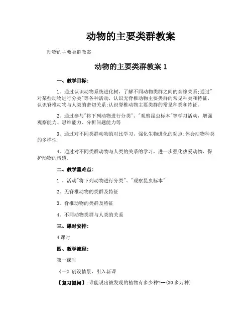 动物的主要类群教案