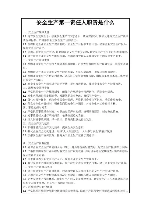 安全生产第一责任人职责是什么