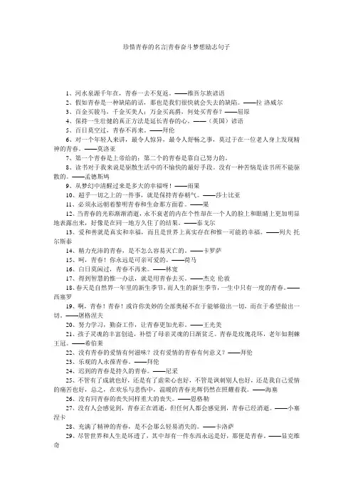 珍惜青春的名言-青春奋斗梦想励志句子