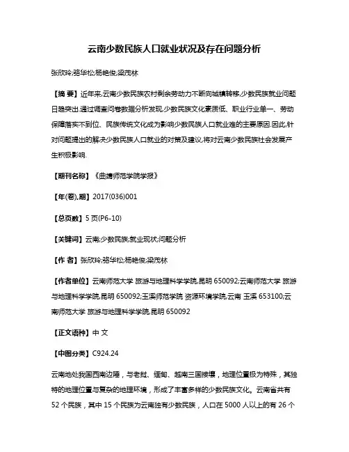 云南少数民族人口就业状况及存在问题分析