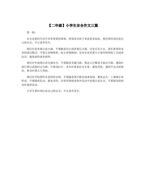 【二年级】小学生安全作文三篇