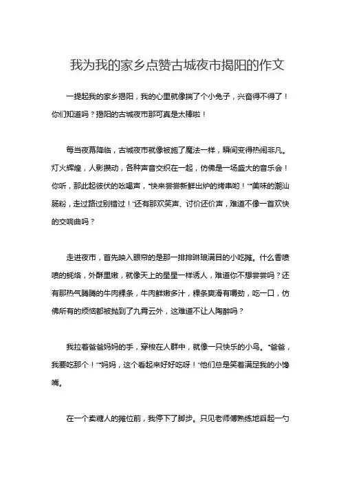 我为我的家乡点赞古城夜市揭阳的作文