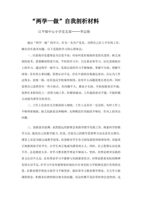 李定晓  两学一做自我剖析材料