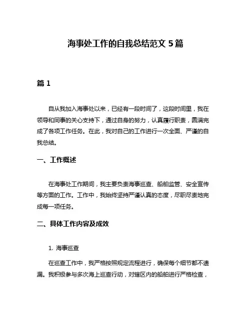 海事处工作的自我总结范文5篇