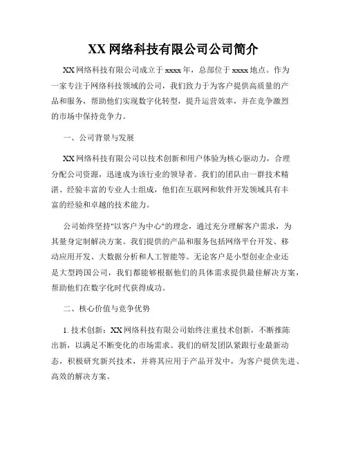 XX网络科技有限公司公司简介