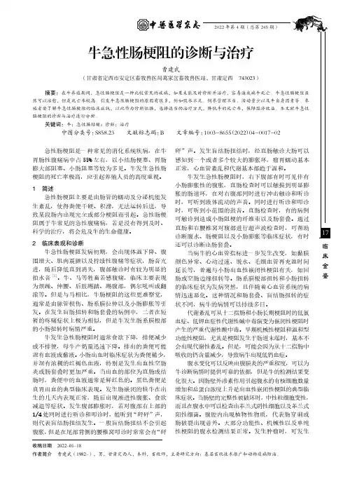 牛急性肠梗阻的诊断与治疗