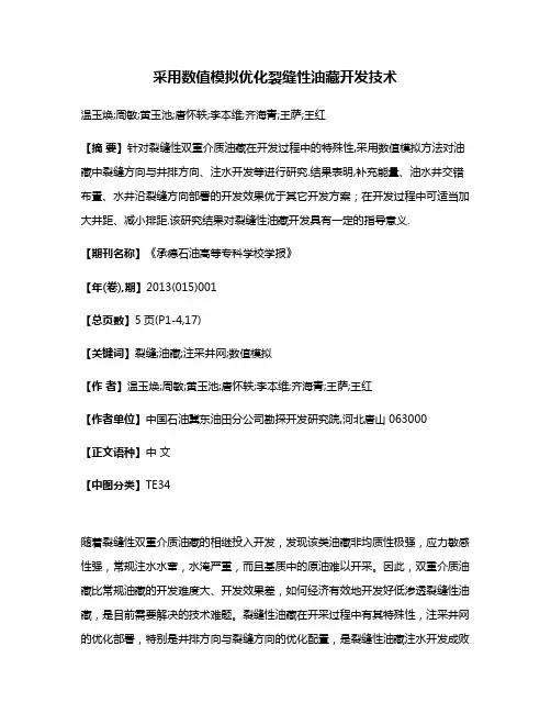 采用数值模拟优化裂缝性油藏开发技术
