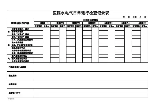 医院水电日常巡查记录表
