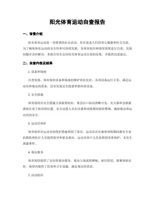 阳光体育运动自查报告
