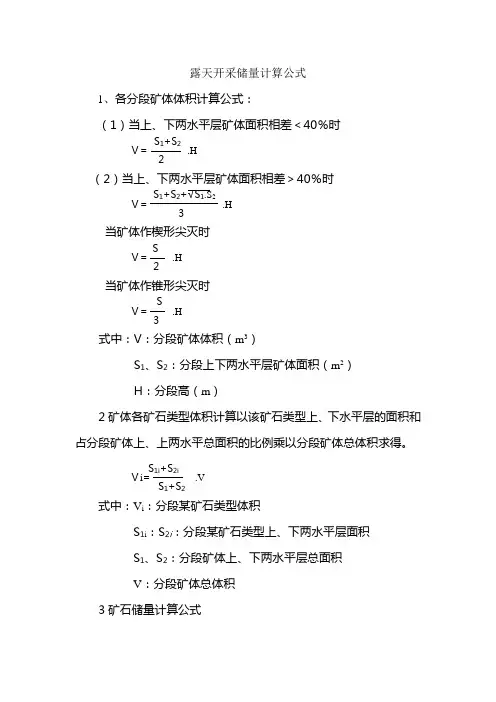 储量计算方法