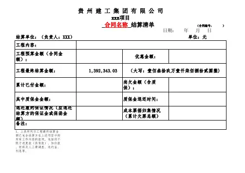 材料结算清单