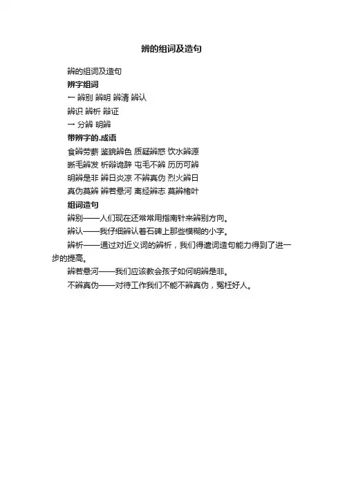 辨的组词及造句