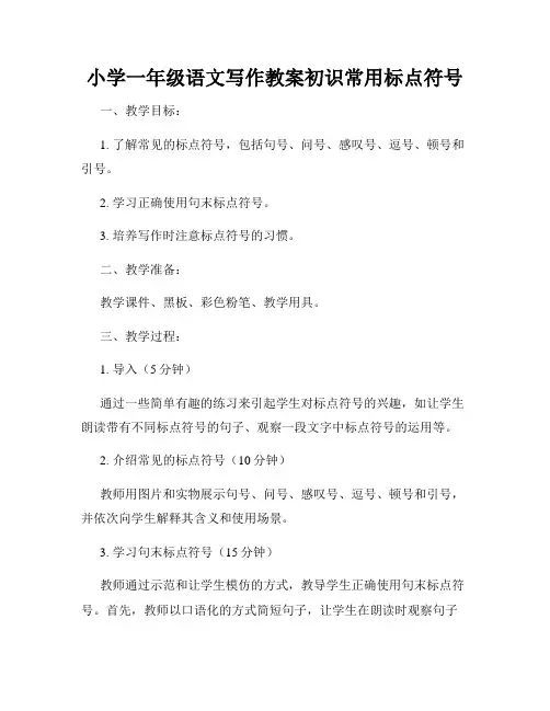 小学一年级语文写作教案初识常用标点符号