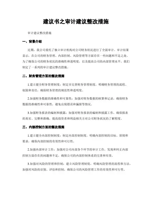 建议书之审计建议整改措施