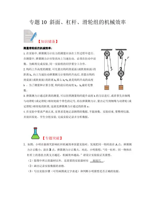专题10 斜面、杠杆、滑轮组的机械效率(解析版)